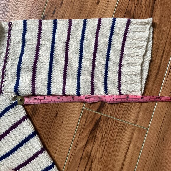 Circular Yoke Stripe Sweater Hand knit Small - Picture 6 of 8